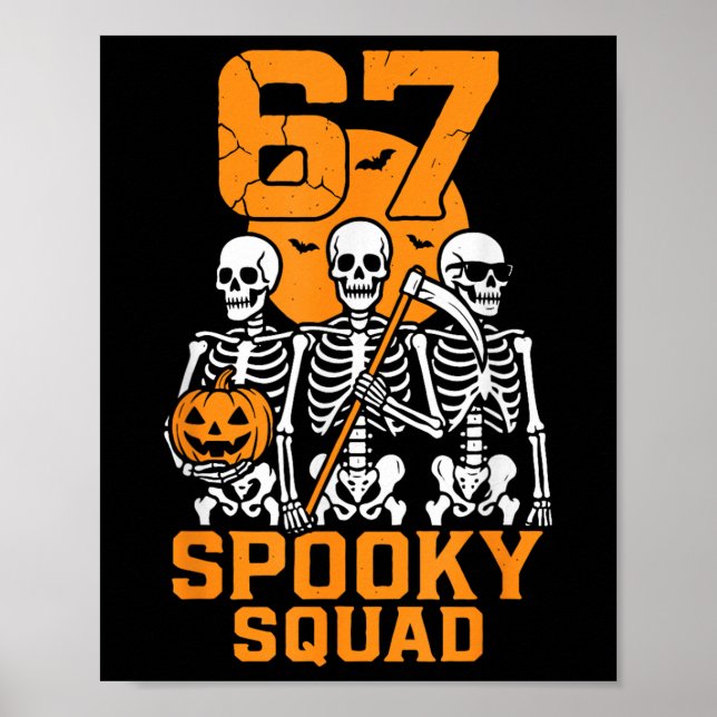 Poster 67 Meme de Halloween 6 7 Números Seis Sete Criança (Frente)