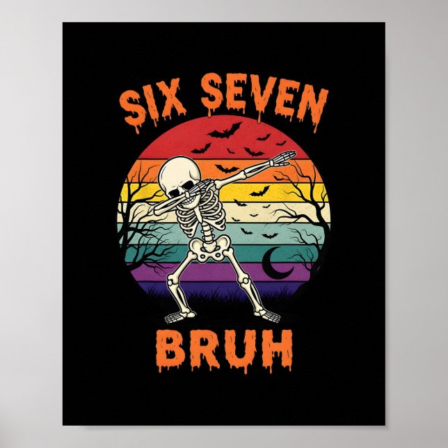 Poster 67 Meme de Halloween Números de Esqueleto Seis Set (Frente)