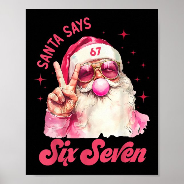 Poster 67 Meme Divertido Seis Sete Natal 6-7 Meme Papai N (Frente)