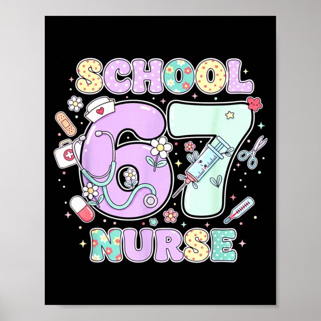 Poster 67 Meme Enfermeira Escolar Engraçada Seis Sete Mem (Frente)