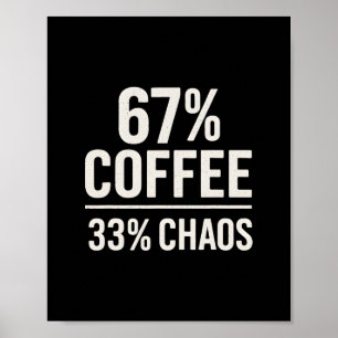Poster 67 Meme Engraçado 67% Café 33% Caos Humor Design