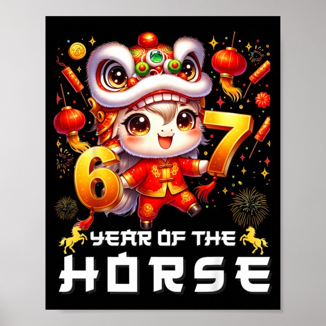 Poster 67 Meme Engraçado Ano Novo Chinês 2026 Ano do Cava (Frente)