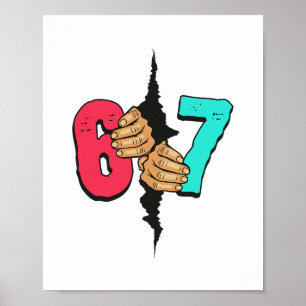 Poster 67 Meme Engraçado Seis Sete Geração Alpha Gíria Na