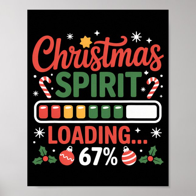 Poster 67 Meme Espírito de Natal Carregando 67% Seis Sete (Frente)