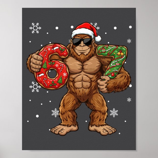 Poster 67 Meme Funny Big Foot Six Seven Christmas Xmas Sa (Frente)