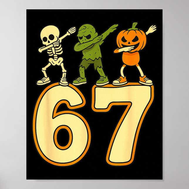 Poster 67 Meme Funny Halloween Numbers Six Seven Men Wome (Frente)