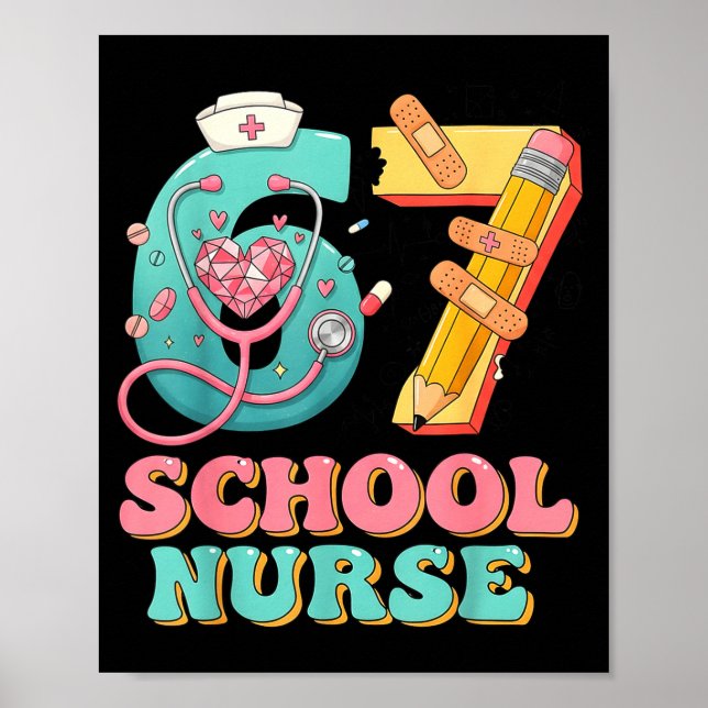 Poster 67 Meme Funny School Nurse Six Seven Meme Nursing  (Frente)