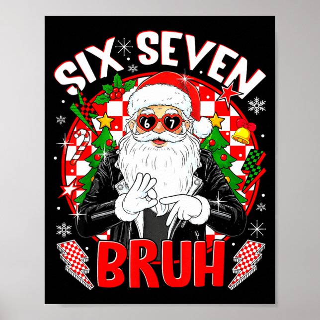 Poster 67 Meme Funny Six Seven Bruh Christmas Santa 6 7 M (Frente)