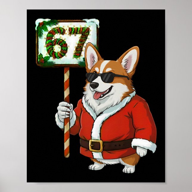 Poster 67 Meme Funny Six Seven Christmas Corgi Dog Lover  (Frente)
