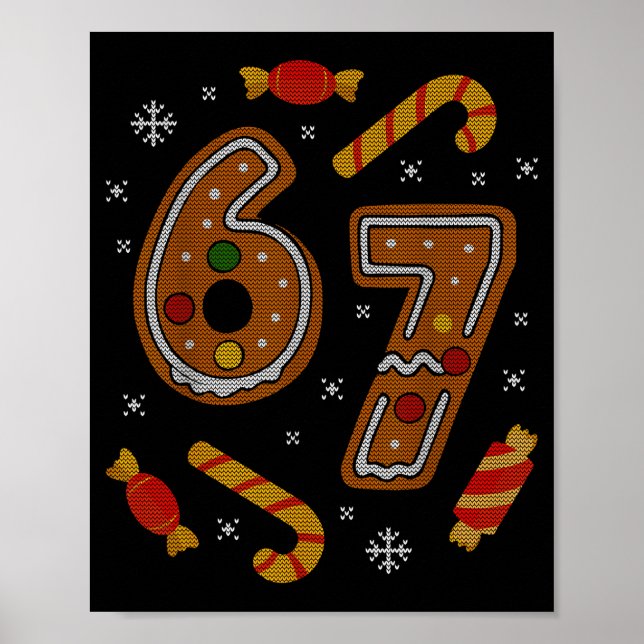 Poster 67 Meme Gingerbread Candy Cane Christmas Ugly Swea (Frente)