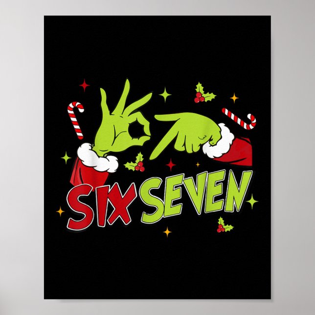 Poster 67 Meme Humor 6-7 Funny Six Seven Christmas  (Frente)