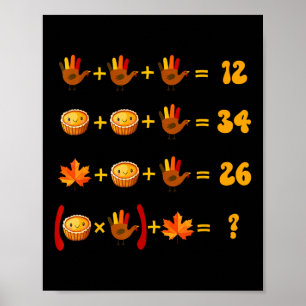 Poster 67 Meme Matemática Dia de Ação de Graças Puzzle Ló