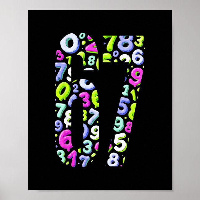 Poster 67 Meme Oculto Tendendo Gen Z Alpha Seis Sete 6 7  (Frente)