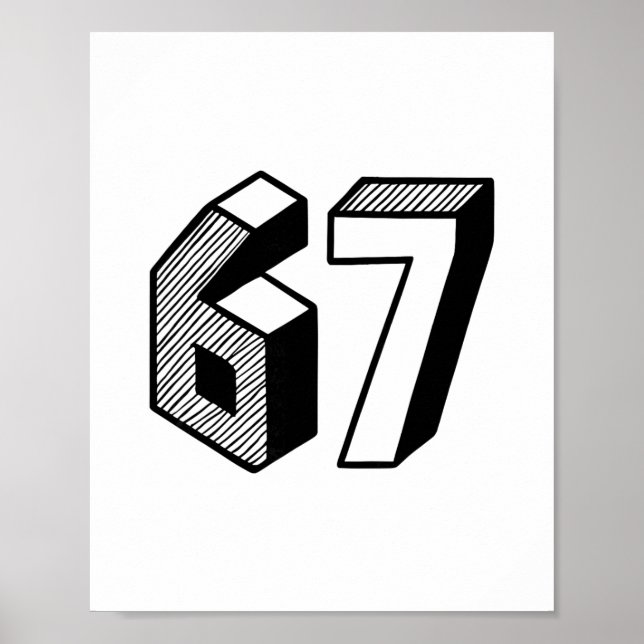 Poster 67 Meme Seis Sete 6-7 Piada Divertida da Internet  (Frente)