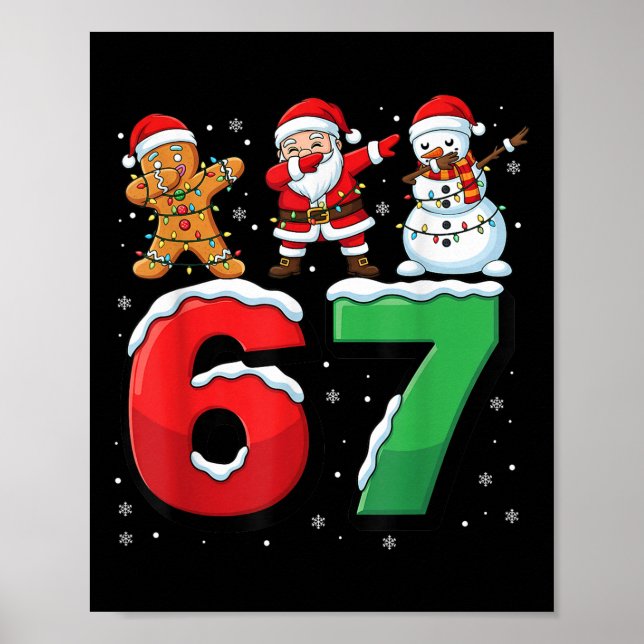 Poster 67 Meme Seis Sete Santa Dabbing 6 7 Natal Divertid (Frente)