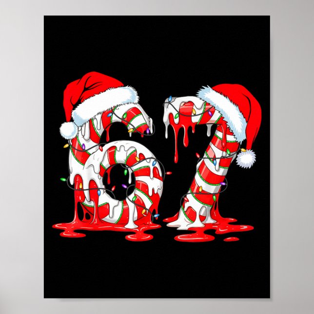 Poster 67 Meme Six Seven Candy Canes Drip Christmas Pajam (Frente)