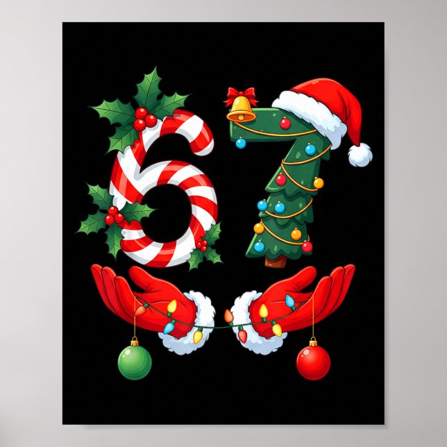 Poster 67 Meme Six Seven Christmas Pajamas For Women Men  (Frente)