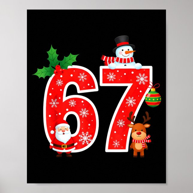 Poster 67 Meme Six Seven Christmas Pajamas For Women Men  (Frente)