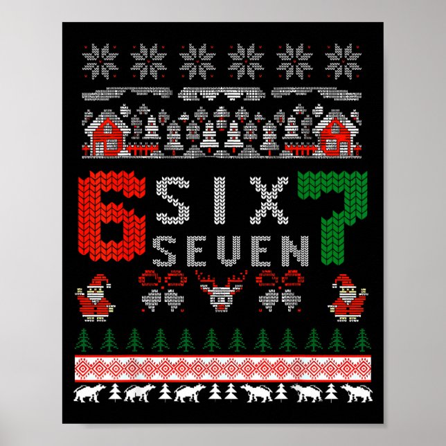 Poster 67 Meme Six Seven Christmas Ugly Sweater For Kids  (Frente)