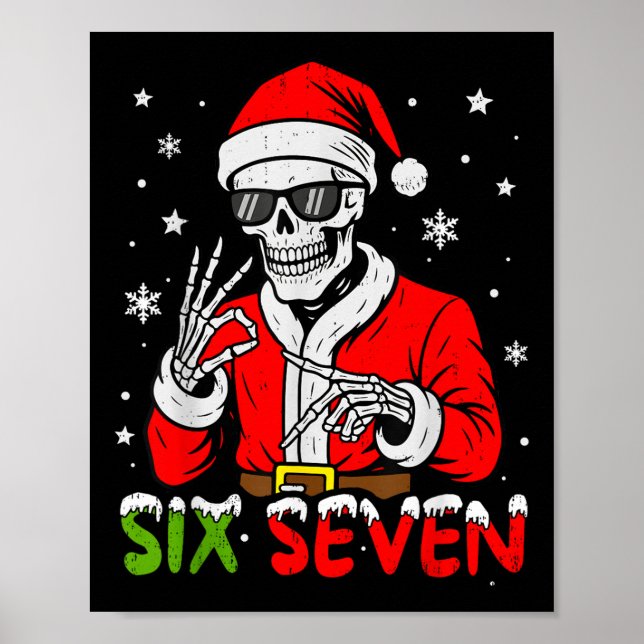 Poster 67 Meme Six Seven Esqueleto Papai Noel Natal Diver (Frente)