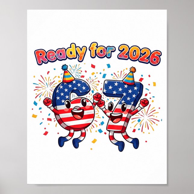 Poster 67 Meme Six Seven Funny New Year 2026 Party Men Wo (Frente)
