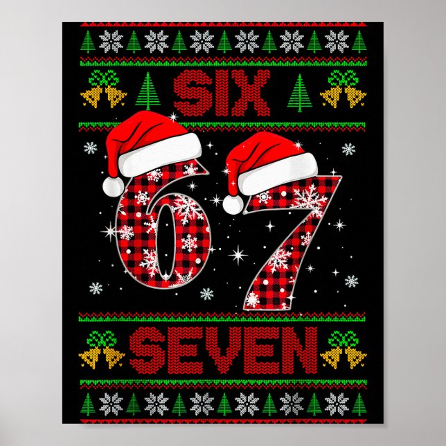 Poster 67 Meme Six Seven Natal Suéter Feio Para Crianças  (Frente)
