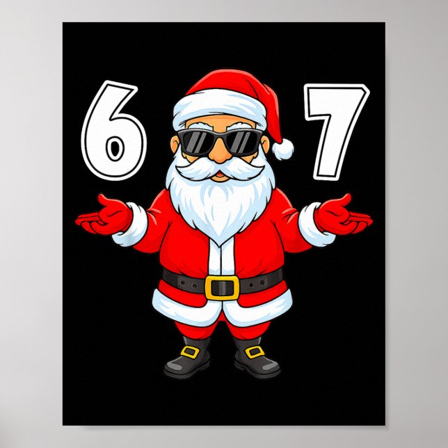 Poster 67 Meme Six Seven Number 6 7 Funny Santa Xmas Chri (Frente)
