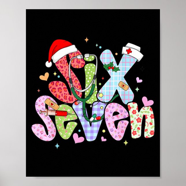 Poster 67 Meme Six Seven Nurse Christmas Funny Nursing Wo (Frente)
