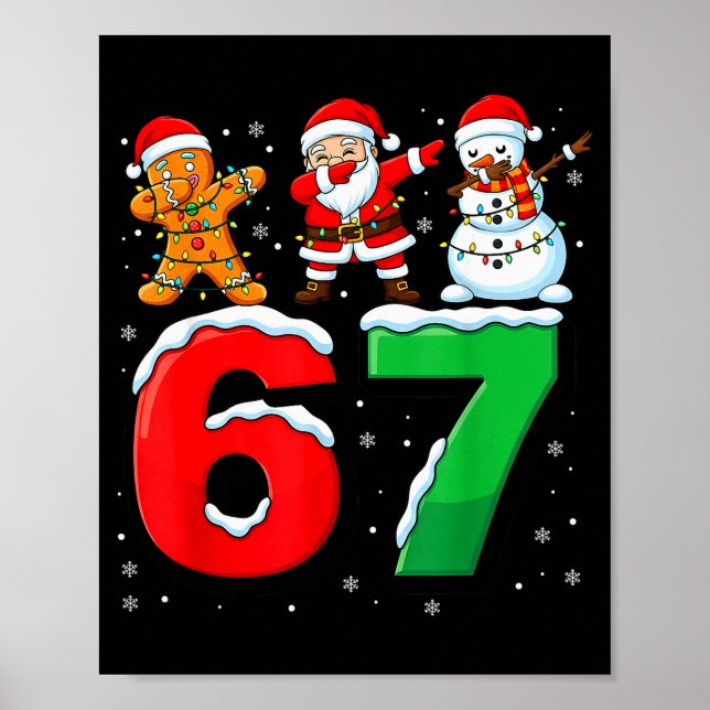 Poster 67 Meme Six Seven Santa Dabbing 6 7 Natal Divertid (Frente)