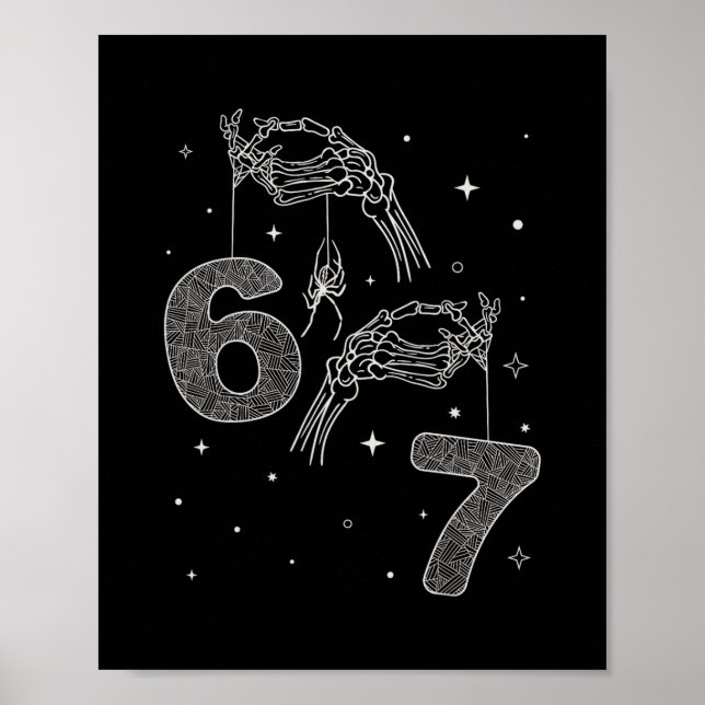 Poster 67 Meme Skeleton Hand Funny Halloween Six Seven Te (Frente)