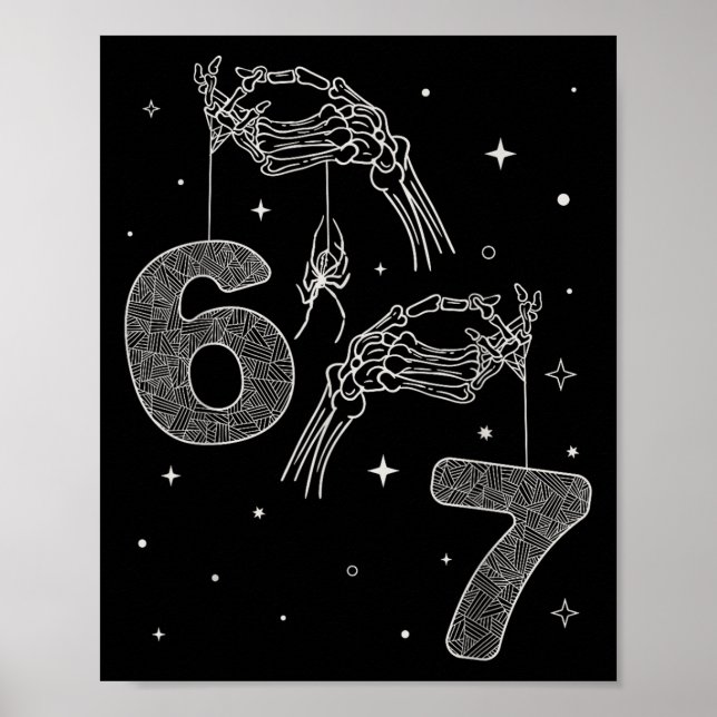 Poster 67 Meme Skeleton Hand Funny Halloween Six Seven Te (Frente)