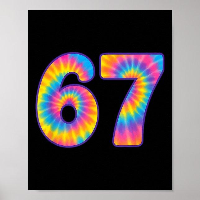 Poster 67 Meme Tie Dye Retro Seis Sete  (Frente)