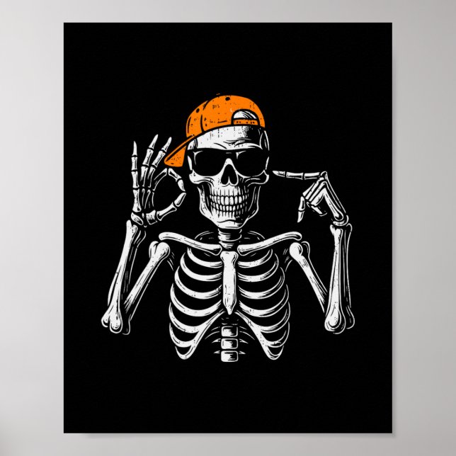 Poster 67 Meme Trendy Skeleton Halloween Funny Six Seven  (Frente)