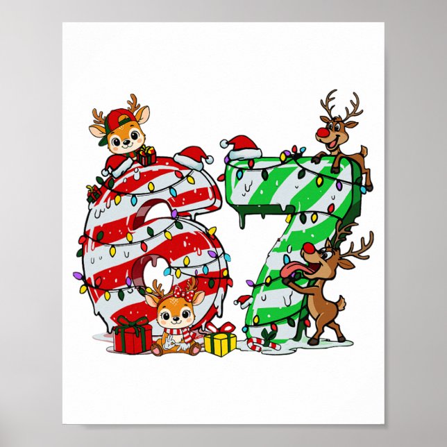 Poster 67 Natal 6 7 Meme Pijamas Feriado Geração Alpha Sl (Frente)