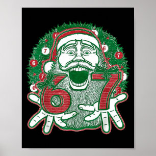 Poster 67 Natal Engraçado Seis Sete Meme Brainrot Papai N