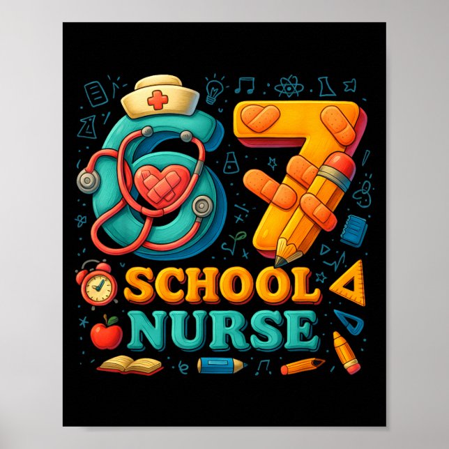 Poster 67 Nurse Days Funny Medical Back To School  (Frente)