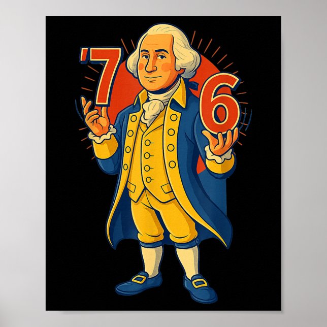 Poster 67 Piadas George Washington Meme Six Seven Geração (Frente)