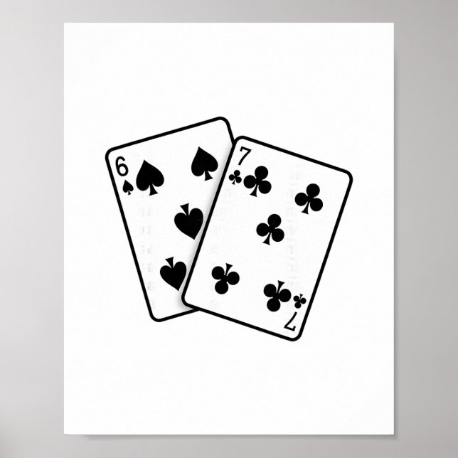 Poster 67 Playing Cards Meme Funny Six Seven  (Frente)