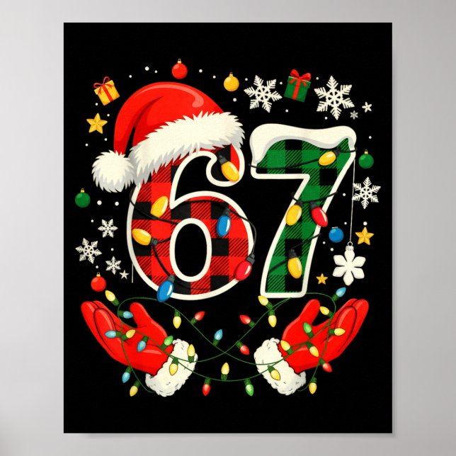 Poster 67 Red Green Plaid Lights 6 7 Funny Boys Kids Wint (Frente)