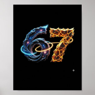 Poster 67 Seis Sete 6 7 Design de Meme Engraçado 6 7 4