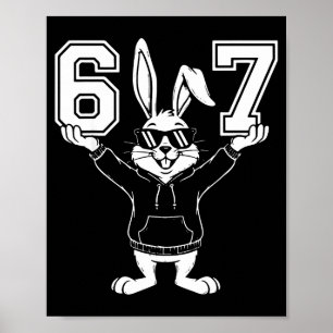 Poster 67 seis sete coelho fofo com óculos de sol