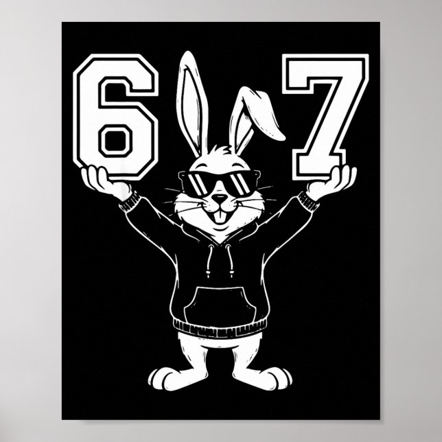 Poster 67 seis sete coelho fofo com óculos de sol (Frente)