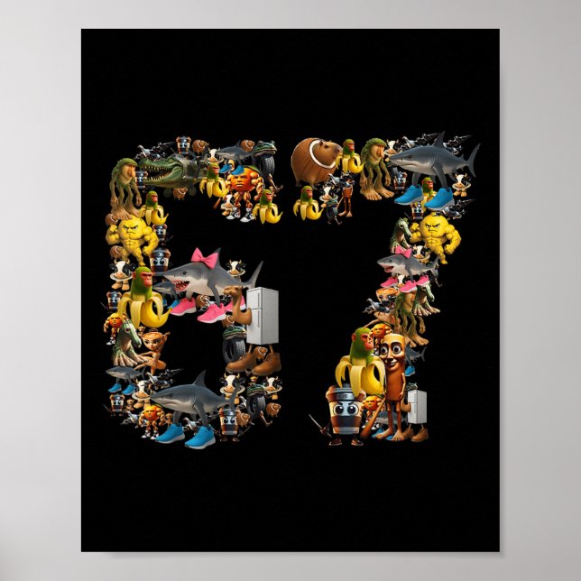 Poster 67 Seis Sete Meme de Aniversário Viral Italiano (Frente)