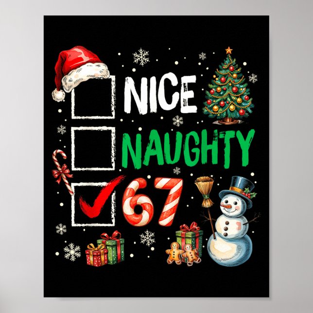 Poster 67 Shirt Nice Naughty 67 Funny Christmas Boys Girl (Frente)