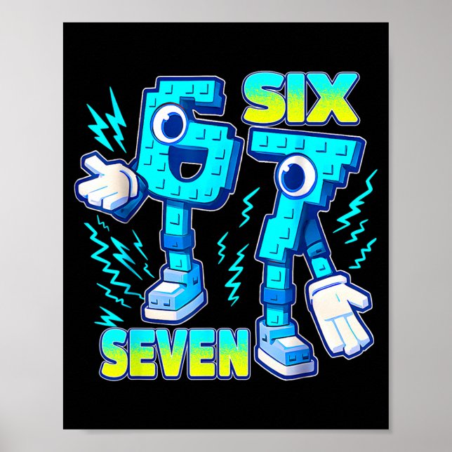 Poster 67 Six Seven 6-7 Funny Italian Brainrot Kids Gamin (Frente)