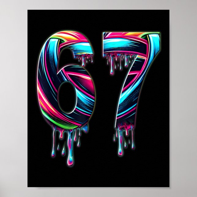 Poster 67 Six Seven 6 7 Meme Design Funny 6 7  (Frente)