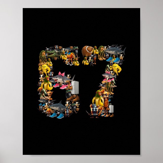 Poster 67 Six Seven Birthday Meme Viral Italian Brainrot  (Frente)