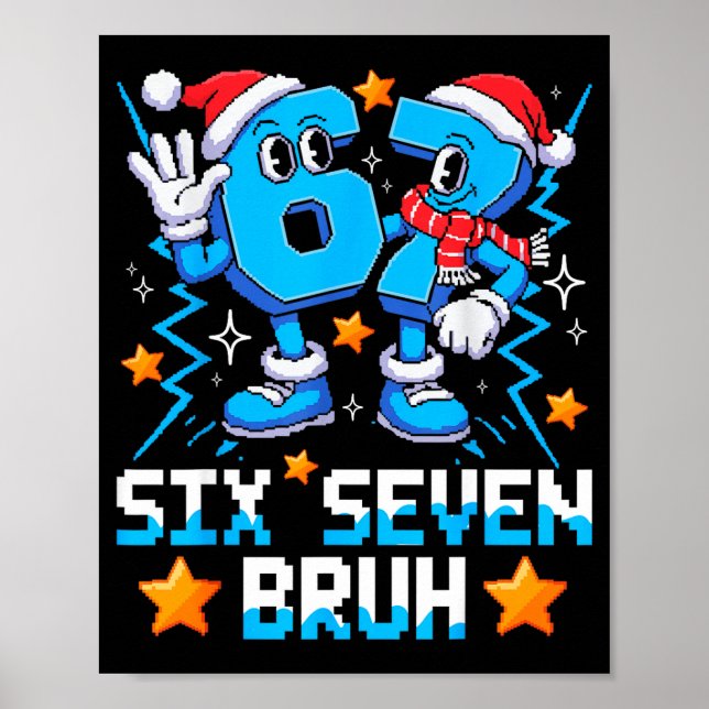 Poster 67 Six Seven Christmas Bruh Funny Italian Brainrot (Frente)