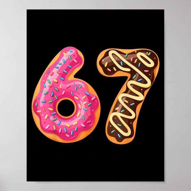 Poster 67 Six Seven Donut Meme Funny Sweet Sprinkles  (Frente)