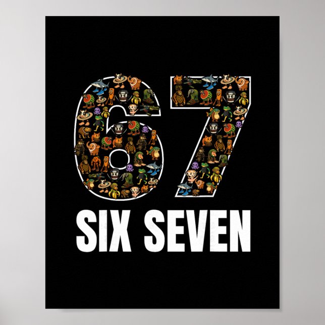 Poster 67 Six Seven Italian Brainrot Gíria Meme da Geraçã (Frente)